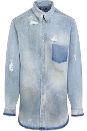 EgonLab Skjorte, Herre, Blå, S, Uld, Blå Denim Overshirt Stilfuldt Mode