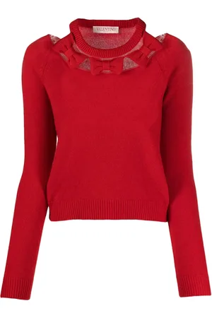 VALENTINO GARAVANI Strik, Dame, Rød, M, Uld, Stilfuld sweater med unikt design