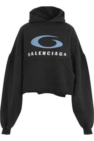 Balenciaga Sweathshirts & Hoodies, Dame, Sort, M, Bomuld, Sort Blå Cropped Hoodie
