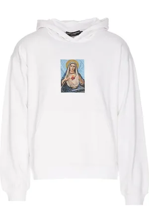 Dolce & Gabbana Sweathshirts & Hoodies, Herre, Hvid, M, Uld, Stilfuld Hoodie med Unikt Design
