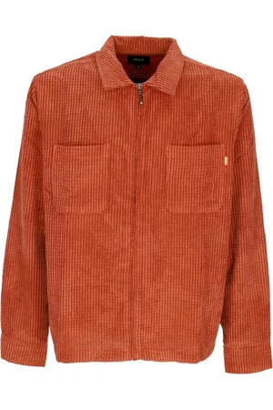 Huf Jakke, Herre, , S, Polyester, Velour Langærmet Zip Skjorte Rust