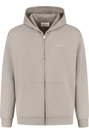 Pure Path Sweathshirts & Hoodies, Herre, Grå, M, Bomuld, Signatur Zip-Up Hættetrøje Grå Mænd