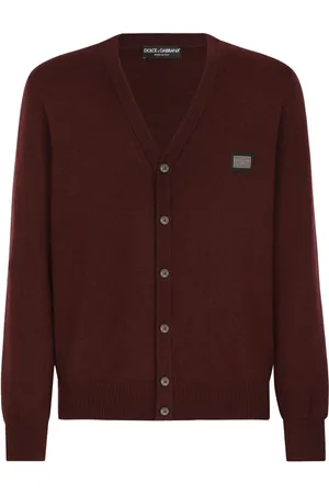 Dolce & Gabbana Strik, Herre, Rød, 3XL, Uld, Stilfuld Cardigan med Unikt Design
