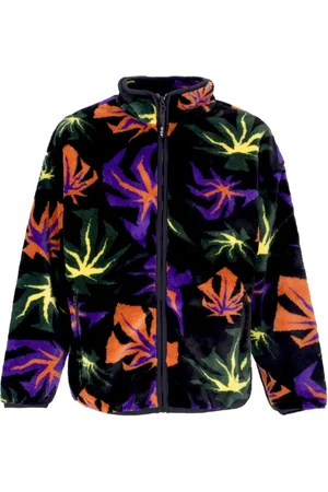 Huf Sweathshirts & Hoodies, Herre, Flerfarvet, XL, Uld, Plante Mønster Sherpa Lynlås Jakke