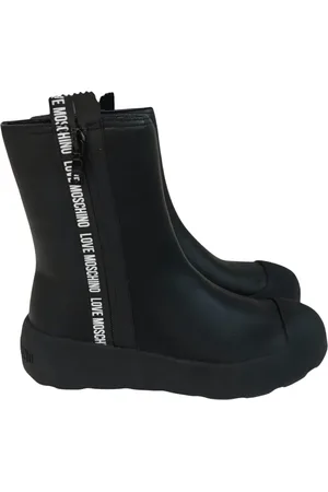 Moschino Sko, Dame, Sort, 37 EU, Læder, Sorte flade sneakers med sidelukning