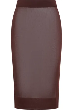 Saint Laurent Nederdel, Dame, Brun, S, Prune Midi Nederdel
