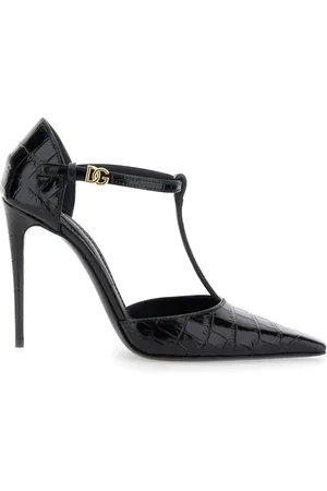 Dolce & Gabbana Sko, Dame, Sort, 37 EU, Sort Croco Print Højhælede Sko