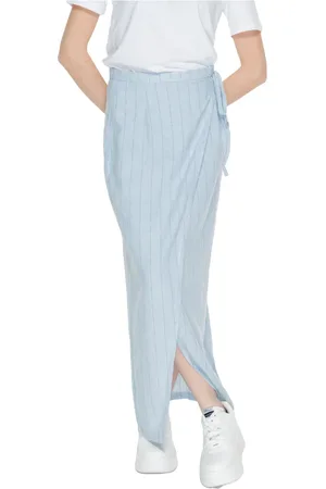 VERO MODA Nederdel, Dame, Blå, M, Linned, Blå Pinstripe Linned Blonder Nederdel