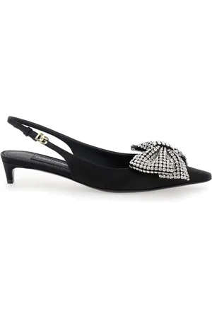 Dolce & Gabbana Sko, Dame, Sort, 38 1/2 EU, Sort Kitten Heel med Svarovsky Bue