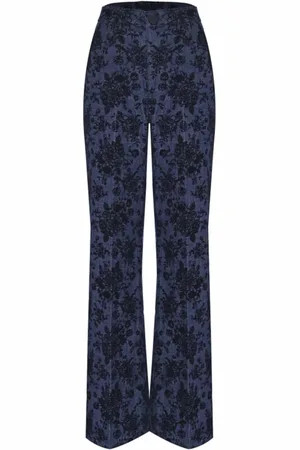 Kocca Bukser, Dame, Flerfarvet, 2XS, Bomuld, Blomstret broderede bomuldsbukser