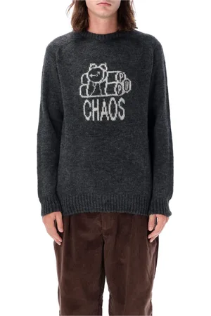 Pop Trading Company Strik, Herre, Grå, XL, Uld, Antracit Strikkaos Sweater Aw24