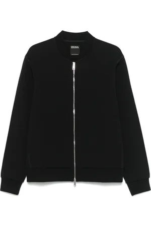 Ermenegildo Zegna Sweathshirts & Hoodies, Herre, Sort, L, Bomuld, Sort Sweater med Lynlås og Lommer