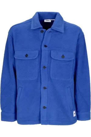 Obey Jakke, Herre, Blå, L, Polyester, Sherpa Krave Knappet Skjortejakke