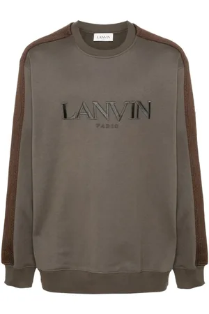Lanvin Sweathshirts & Hoodies, Herre, Brun, L, Bomuld, Broderet Logo Crew Neck Sweater