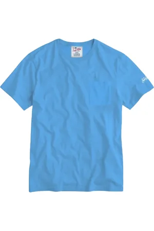 MC2 SAINT BARTH Top, Herre, Blå, L, Linned, Herre Linned T-shirt Forskellige Ensfarvede Farver