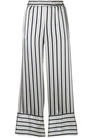 Twin-Set Bukser, Dame, Blå, XS, Satin, Stribet Satin Flare Bukser