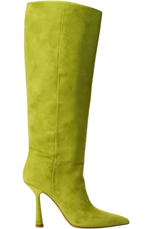 Hibourama Sko, Dame, Grøn, 37 EU, Suede, Suede støvler med 10 cm hæl