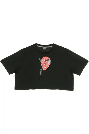 DOLLY NOIRE Top, Dame, Sort, L, Uld, Sort Kvinders Cropped T-Shirt