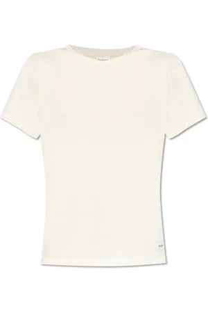 Saint Laurent Top, Dame, , M, Bomuld, T-shirt med logo patch