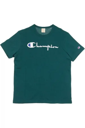 Champion Top, Herre, Grøn, L, Hamp, Crewneck Teal T-Shirt til Mænd