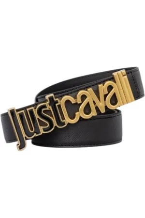 Roberto Cavalli Tilbehør, Dame, Sort, 85 CM, Læder, Metalbogstaver Damebælte