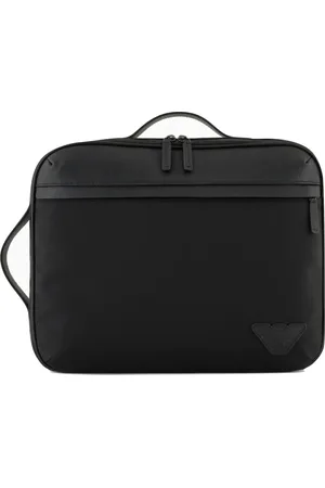Emporio Armani Taske, unisex, Sort, ONE SIZE, Læder, Aktetaske Rygsæk med Læderindsatser