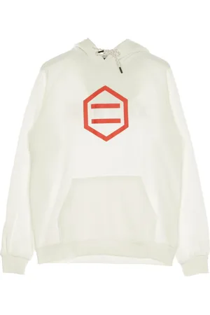 DOLLY NOIRE Sweathshirts & Hoodies, Herre, Hvid, L, Uld, Hexagon Herre Hoodie i Hvid & Rød