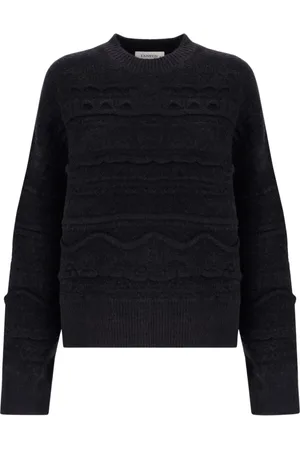 LANEUS Strik, Dame, Sort, XS, Uld, Rund Hals Jacquard Sweater