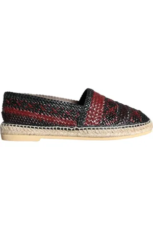 Dolce & Gabbana Sko, Herre, Sort, 42 EU, Læder, Sort kastanjebrunt vævet læder espadrillesko