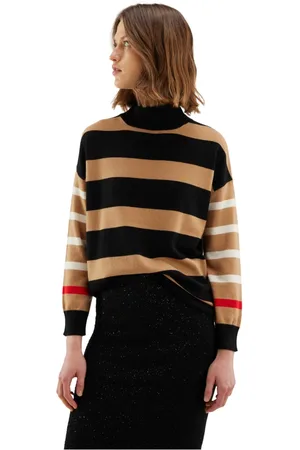 KANGRA CASHMERE Strik, Dame, Flerfarvet, M, Uld, Stribet Uld Cashmere Højhalset Sweater