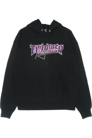 Thrasher Sweathshirts & Hoodies, Herre, Sort, XL, Bomuld, Sort Logo Hættetrøje med Kængurulomme