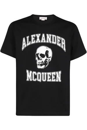 Alexander McQueen Top, Herre, Sort, M, Bomuld, Maxi Print Bomuld Crew-Neck T-Shirt