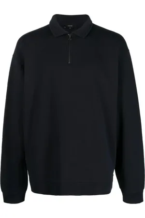 Vince Top, Herre, Blå, XL, Bomuld, Blå Casual Kvart-Zip Sweater