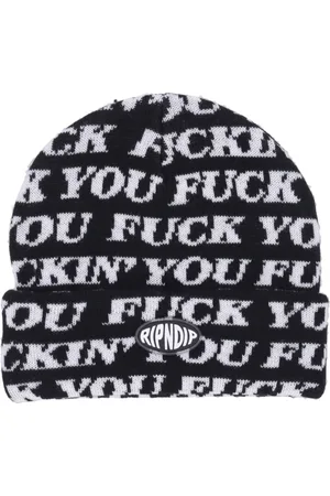 Rip N Dip Tilbehør, Herre, Sort, ONE SIZE, Sort Strik Hue med Broderi