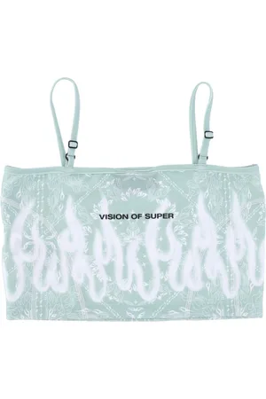 Vision Of Super Top, Dame, Grøn, XS, Polyester, Bandana Print Grøn Ærmeløs Top
