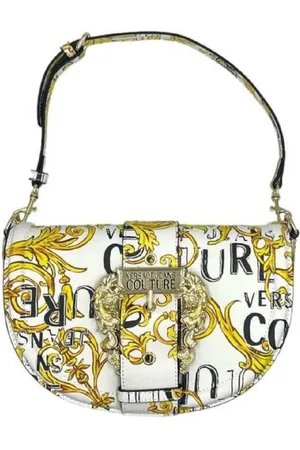 VERSACE Taske, Dame, Hvid, ONE SIZE, Uld, Barok Print Håndtaske med Logo Spænde