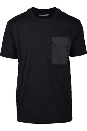 Les Hommes Top, Herre, Sort, S, Bomuld, Sort Rund Hals T-Shirt Mænd