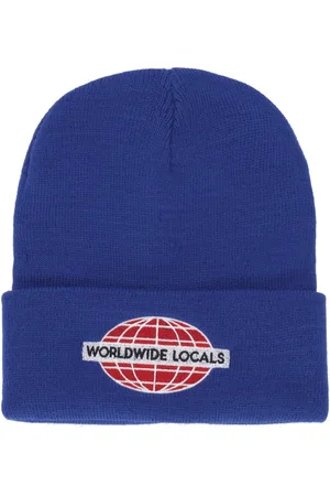 Usual Tilbehør, Herre, Blå, ONE SIZE, Uld, Royal Beanie Hat med Broderi