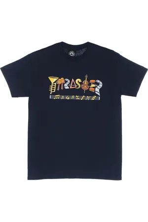 Thrasher Top, Herre, Blå, XL, Bomuld, Navy Logo Tee Kortærmet Bomuld