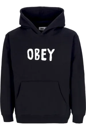 Obey Sweathshirts & Hoodies, Herre, Sort, XL, Bomuld, Premium Hættetrøje i Fleece Sort Herre Hoodie