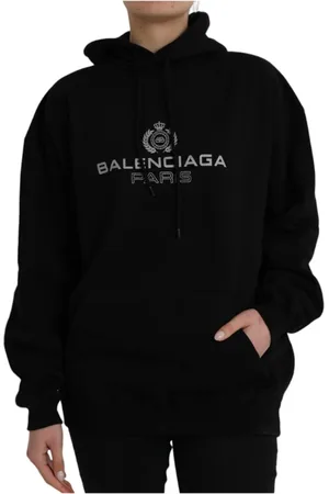 Balenciaga Sweathshirts & Hoodies, Dame, Sort, XS, Bomuld, Sort Bomuld Logo Hættetrøje
