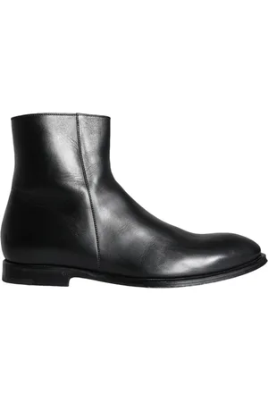 Dolce & Gabbana Sko, Herre, Sort, 41 EU, Læder, Sort Kalveskind Herre Støvler Sko