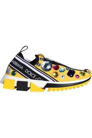 Dolce & Gabbana Sko, Dame, Flerfarvet, 37 EU, Bomuld, Krystalpyntede Slip-On Sneakers