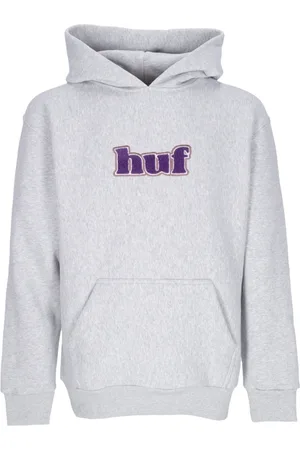 Huf Sweathshirts & Hoodies, Herre, Grå, M, Bomuld, Grå Herrehoodie med Tilpasset Logopatch