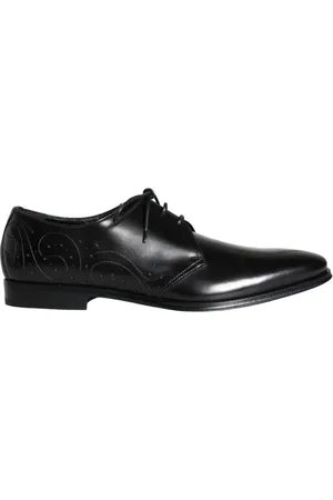 Dolce & Gabbana Sko, Herre, Sort, 43 EU, Læder, Sort Kalveskind Derby Herre Ankelstøvler