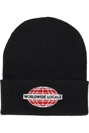 Usual Tilbehør, Herre, Sort, ONE SIZE, Uld, Sort Beanie Hat med Broderi