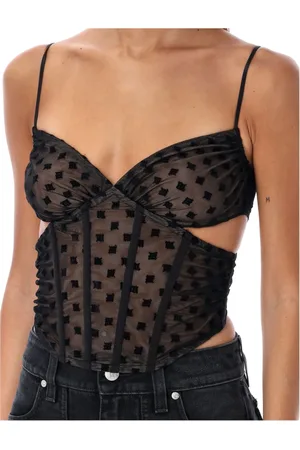 MISBHV Top, Dame, Sort, M, Mesh Monogram Korset Sort Topwear