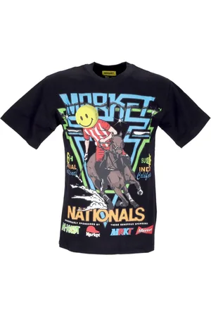 MARKET Top, Herre, Sort, M, Bomuld, Horserace Print Polo Tee