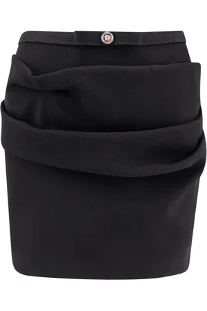 VERSACE Nederdel, Dame, Sort, S, Uld, Sort uldnederdel med Medusa-detalje