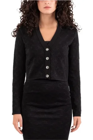 Pinko Strik, Dame, Sort, M, Dame Cardigan i Trendy Stil